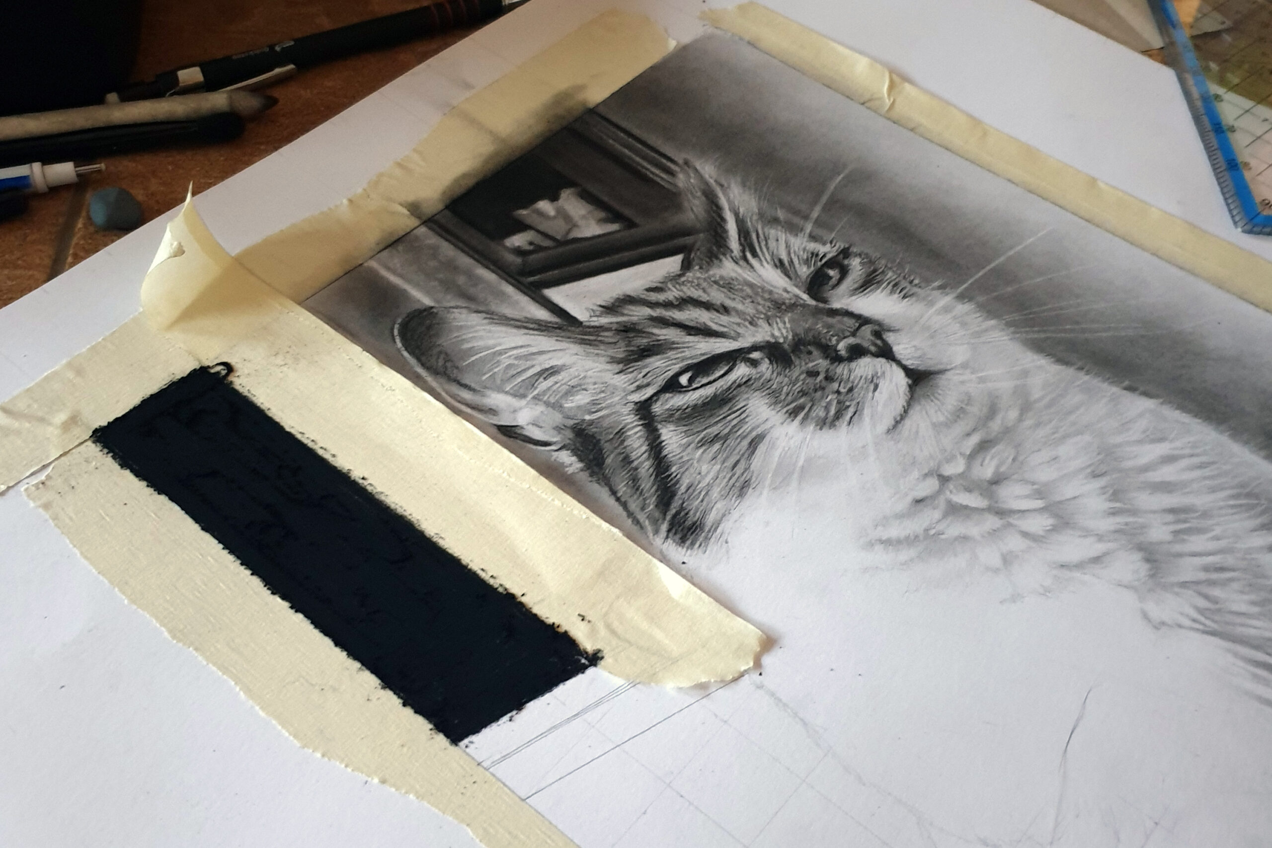 Fotorealistische Zeichnung Katze